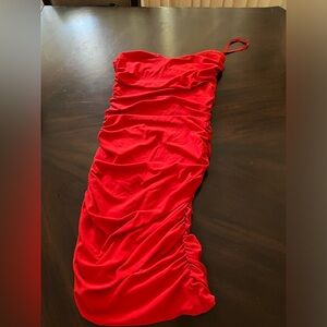 leith strapless sintched red dress, size small